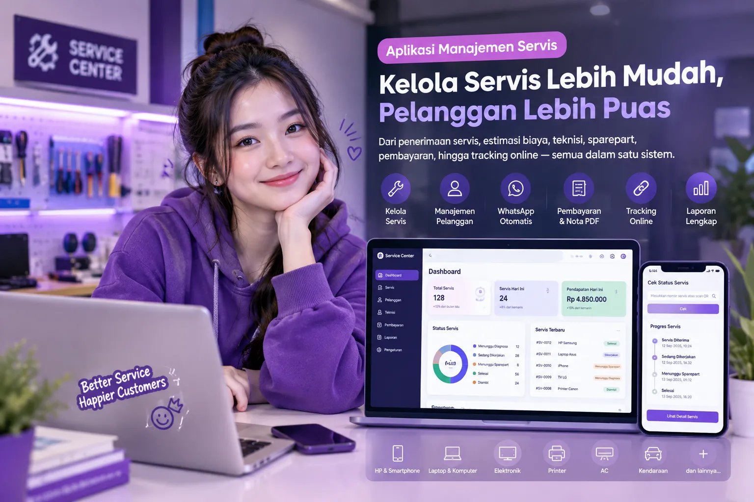 Sistem Manajemen Servis untuk Bengkel & Service Center