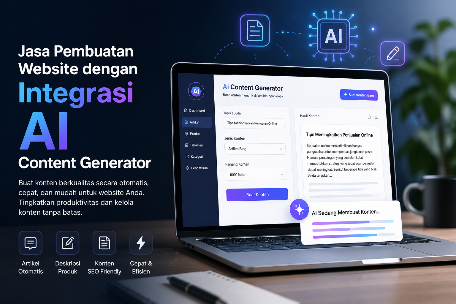 Jasa Pembuatan Website dengan Integrasi AI Content Generator untuk Bisnis Modern